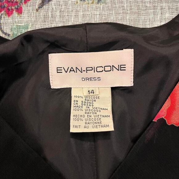 VTG 90s Formal Midi Dress Floral Black Red Size 14 Coquette Formal Modest Party - Picture 4 of 4